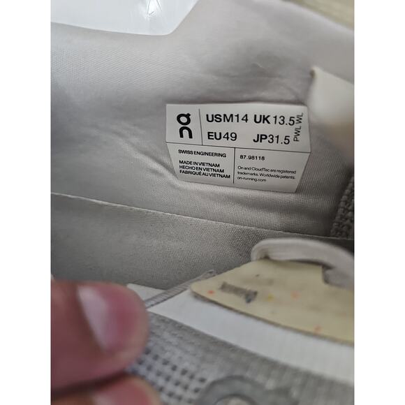 On Cloud Running Cloudrift Speedboard Cloudtec Mens Sneaker White Grey US 14 - Picture 8 of 8